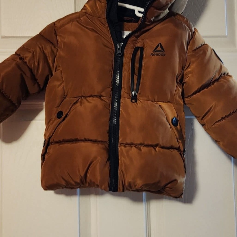Reebok Kids Brown Puffer Jacket with Hood